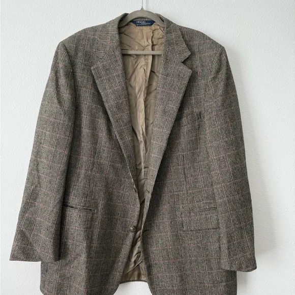 Ralph Lauren Beige and Black Houndstooth Blazer